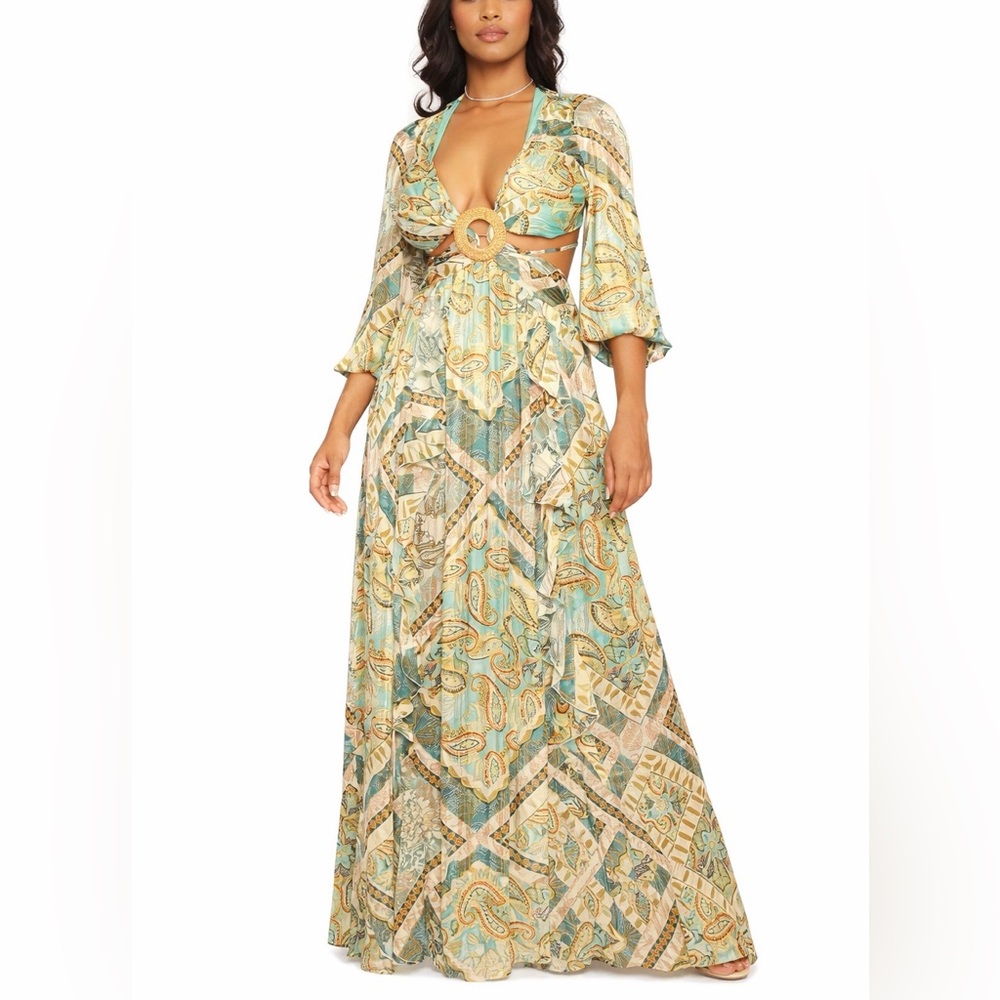 Elegant Paisley Print Maxi Dress NWOT